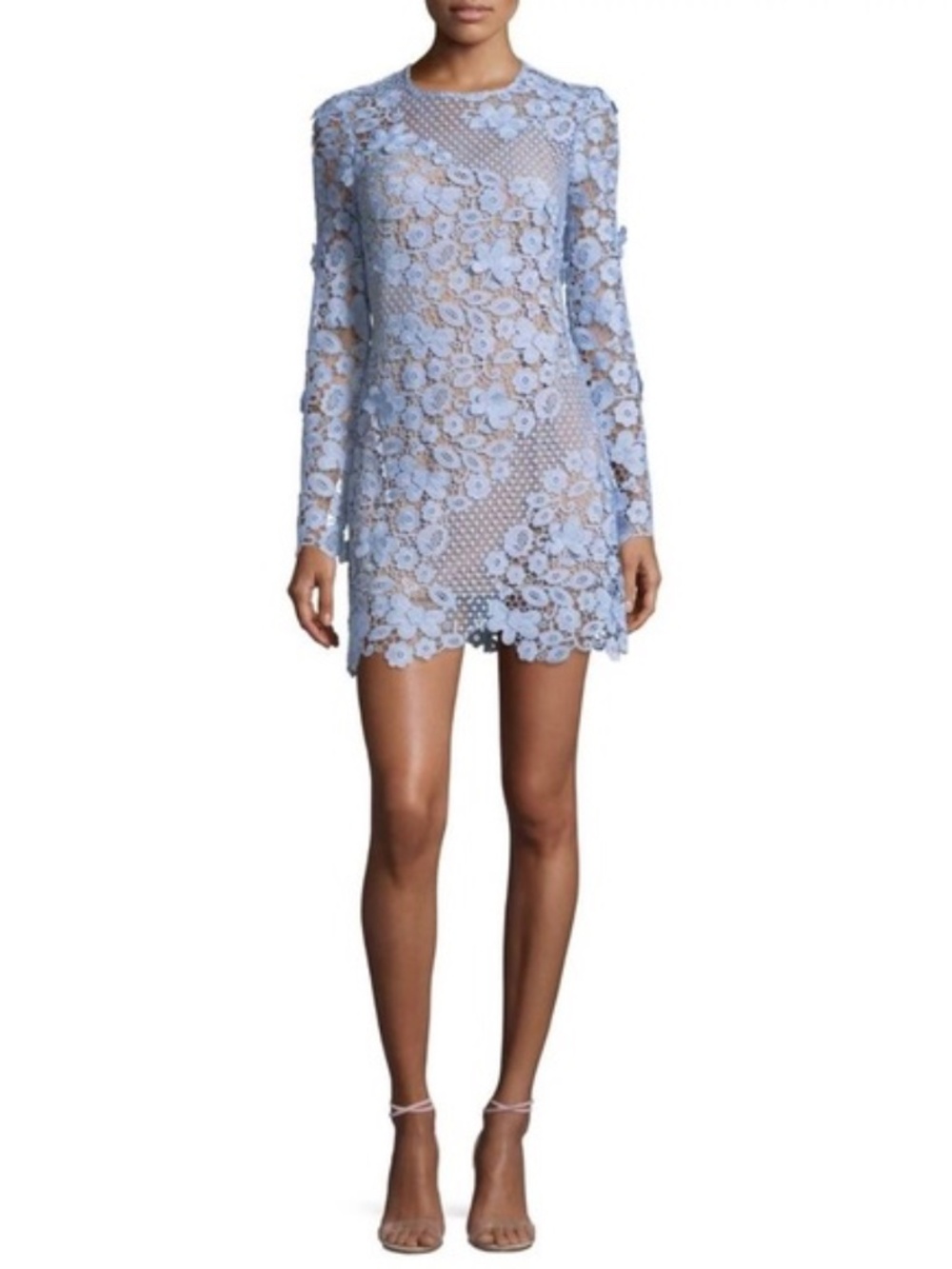 SELF-PORTRAIT Blue 3D Floral Guipure Lace Mini